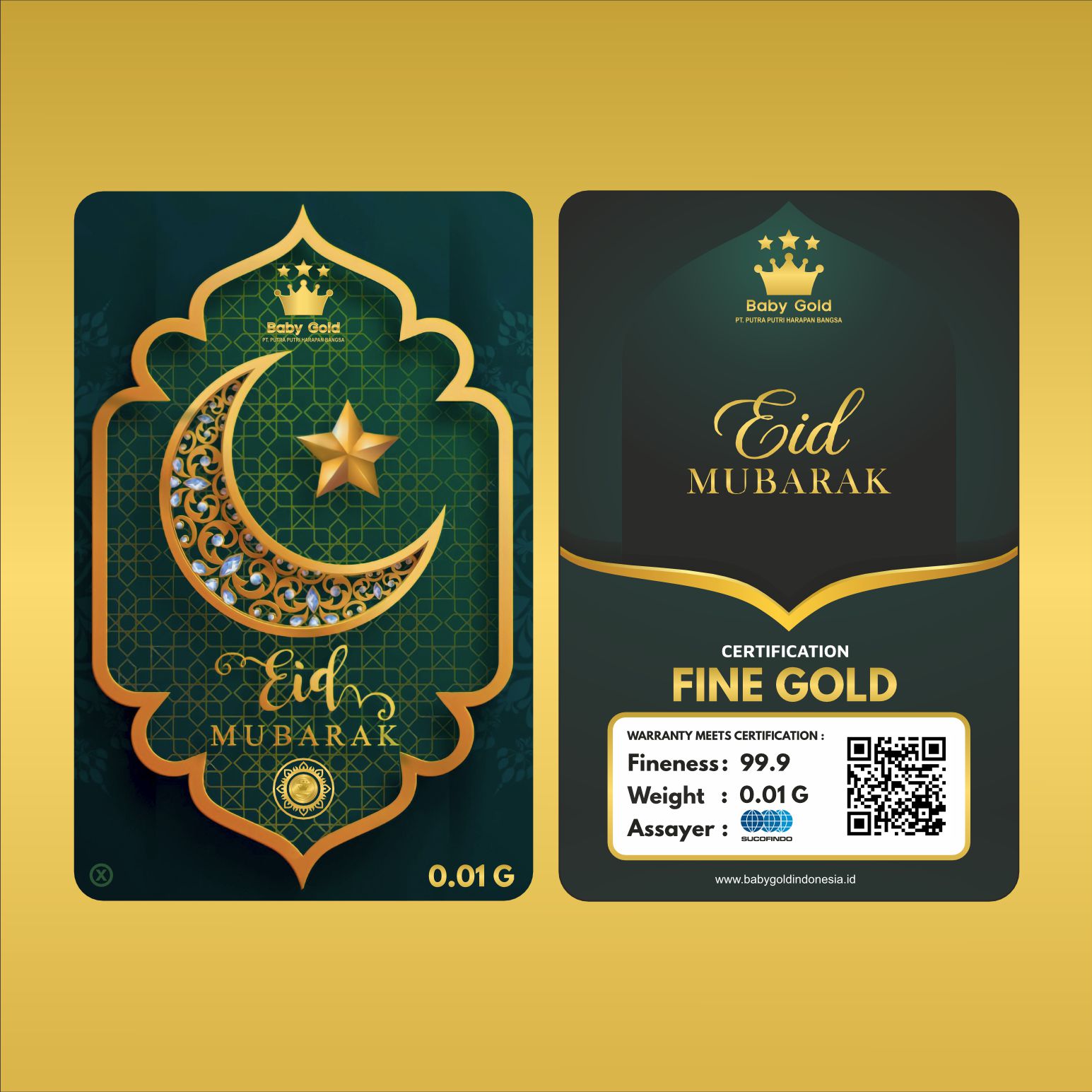 Eid Mubarak Green 0,01 Baby Gold